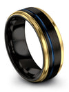 Black and Blue Guy Wedding Ring Special Wedding Rings Matching Couples Promise - Charming Jewelers