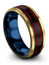 8mm Black Line Female Wedding Ring Tungsten Rings for Male Wedding Ring - Charming Jewelers