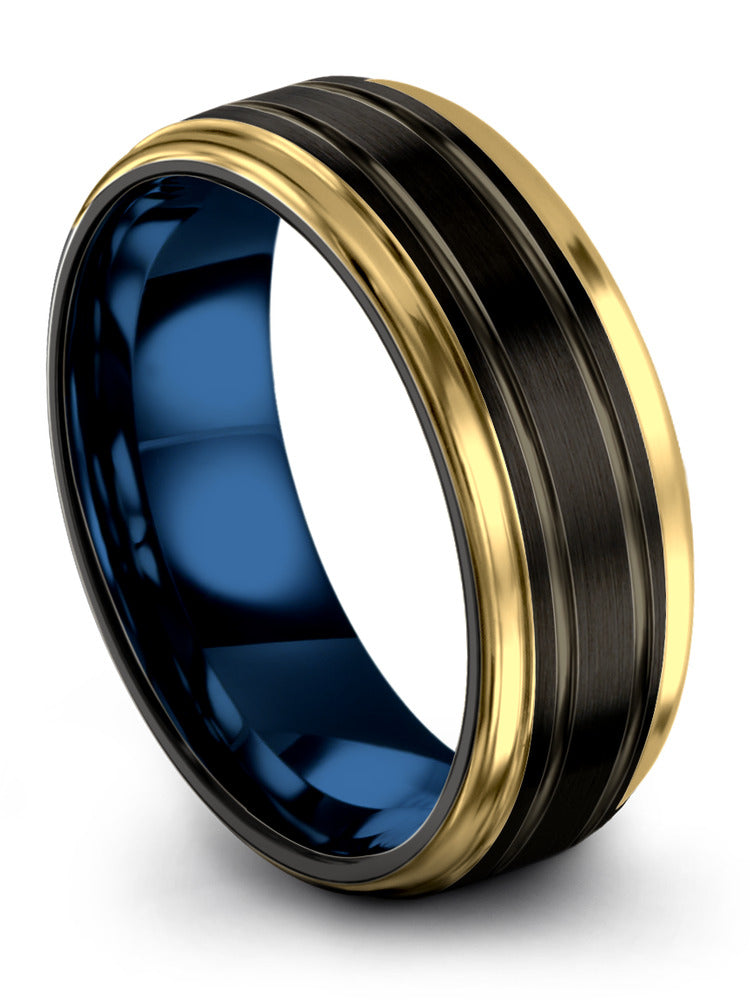 8mm Gunmetal Line Female Wedding Ring Tungsten Rings