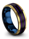 Men Wedding Bands Purple and Black Perfect Tungsten Band Black Engraved Band - Charming Jewelers