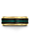 Men Wedding Bands Teal and Black Perfect Tungsten Band Black Engraved Band - Charming Jewelers