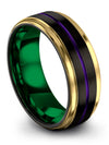 Purple Line Wedding Ring Tungsten Ring for Man Grooved Engagement Woman Bands - Charming Jewelers
