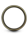 Simple Black Wedding Ring Tungsten Carbide Step Flat Rings for Lady Promise - Charming Jewelers
