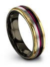 Men&#39;s Black and Fucshia Tungsten Wedding Ring Black