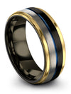 Black Blue Wedding Rings Men Tungsten Wedding Bands Black Blue Black for My - Charming Jewelers