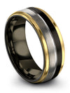Couples Wedding Band Sets Black Tungsten Bands Set Black 8mm Bands for Womans - Charming Jewelers