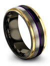 Wedding Ring Lady and Guys Tungsten Ring Step Flat Male Promise Ring Engraved - Charming Jewelers