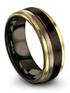 Solid Black Wedding Band Set for Girlfriend and Her Common Wedding Ring - Charming Jewelers
