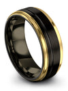 Simple Wedding Ring Set for His and Fiance Engraved Tungsten Band for Guys - Charming Jewelers
