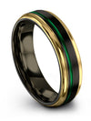 Wedding Bands Set for Guys and Ladies Tungsten Band Black for Man Black Green - Charming Jewelers