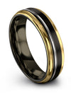 6mm Grey Line Black Tungsten Bands 6mm Matching Promise Band Third Anniversary - Charming Jewelers