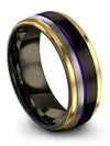Womans Black Rings Anniversary Ring Black Tungsten 8mm Black Unique Band - Charming Jewelers
