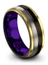 Couple Wedding Ring for Boyfriend and His Tungsten Gunmetal Line Band - Charming Jewelers