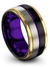 Ladies Wedding Ring Black Purple Tungsten Bands Him and Wife Set Wife Rings - Charming Jewelers