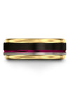 Wedding Ring Personalized 8mm Tungsten Carbide Wedding Bands Black Fucshia - Charming Jewelers