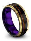 Couple Wedding Ring for Boyfriend and His Tungsten Copper Line Band Engagement - Charming Jewelers