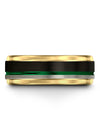 Man Plain Wedding Ring Black and Green Tungsten Ring Couple Band for Fiance - Charming Jewelers