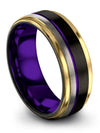 Wedding Band Set for Boyfriend and His Affordable Tungsten Black Purple Rings - Charming Jewelers