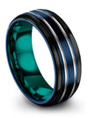 8mm Blue Wedding Rings Tungsten Engagement Men&#39;s Band