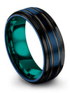 Blue Gunmetal Promise Ring for His Blue Tungsten Rings for Male 8mm Promise - Charming Jewelers