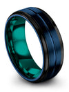 Guys Jewelry Blue Tungsten Satin Rings for Womans Couples Promise Band Engraved - Charming Jewelers