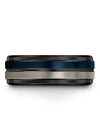 Tungsten Wedding Bands Blue Tungsten Band for Guys Engravable Blue Rings Bands - Charming Jewelers