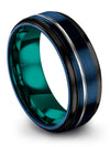 Christian Wedding Rings for Ladies Mens Wedding Bands Tungsten Blue and Grey - Charming Jewelers