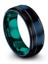 Bands Set for Her Blue Plated Wedding Simple Tungsten Ring 8mm Blue Rings Bands - Charming Jewelers