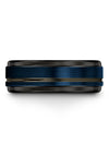 Carbide Lady Wedding Bands 8mm Gunmetal Line Tungsten Bands Blue Men Band - Charming Jewelers