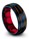 Blue Wedding Rings Band for Man Tungsten Wedding Bands Cute Engagement Lady - Charming Jewelers