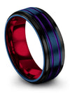 Weddings Ring for Woman&#39;s Tungsten Band Blue Promise Rings Birthday Couple - Charming Jewelers