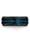 Wedding Band Guys and Womans Male Tungsten Bands Blue Minimalist Rings Set - Charming Jewelers
