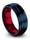 Wedding Band for Both Woman and Guy Tungsten Ring Wedding Blue Finger Ring - Charming Jewelers