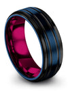 Her and Him Wedding Band Blue Tungsten Wedding Rings for Man Promise Engagement - Charming Jewelers