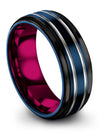 Wedding Bands for Him Blue Tungsten Ring for Female Matte Finish Blue Plain - Charming Jewelers