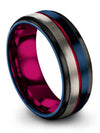Wedding Engagement Womans Blue Male Tungsten Wedding Rings Blue Midi Band Set - Charming Jewelers