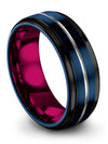 Wedding Bands Blue for Him Guys Blue Tungsten Wedding Band 8mm Matching Blue - Charming Jewelers