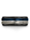 Small Wedding Rings Brushed Blue Tungsten Men Wedding Ring Personalized Blue - Charming Jewelers