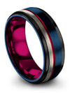 Mens 8mm Black Line Wedding Band One of a Kind Wedding Bands Ring for Lady Blue - Charming Jewelers