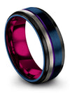 8mm Purple Line Wedding Ring for Men Tungsten Men&#39;s Rings Blue Purple Big Blue - Charming Jewelers