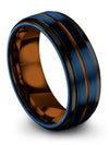 Men&#39;s Wedding Rings Set Blue Male Engraved Tungsten Rings Groove Rings for Guys - Charming Jewelers