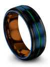 Blue and Green Man Anniversary Band Tungsten Band for Guy Custom Engraved Blue - Charming Jewelers