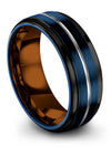 Womans Wedding Sets Female Bands Blue Tungsten Matte Blue Band Nieces Present - Charming Jewelers