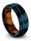 8mm Blue Wedding Bands Men&#39;s Tungsten Engagement Ladies Band Set Middle Bands - Charming Jewelers