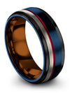 Groove Wedding Bands Tungsten Wedding Rings Set for Her and Husband Blue Mens - Charming Jewelers