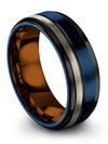 Men&#39;s Blue Wedding Rings Engravable Tungsten Matte Engagement Woman&#39;s Band - Charming Jewelers