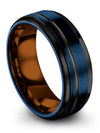 Guys Promise Rings Unique Tungsten Rings Step Flat Blue