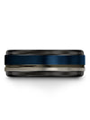 Wedding Bands Ring Set for Her and Wife Blue Plated Tungsten Band for Mens - Charming Jewelers