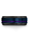 Blue and Purple Guys Wedding Bands Tungsten Couples Wedding Band Personalized - Charming Jewelers