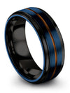 Blue Wedding Ring Set for Him Tungsten Carbide Husband and Girlfriend Bands - Charming Jewelers